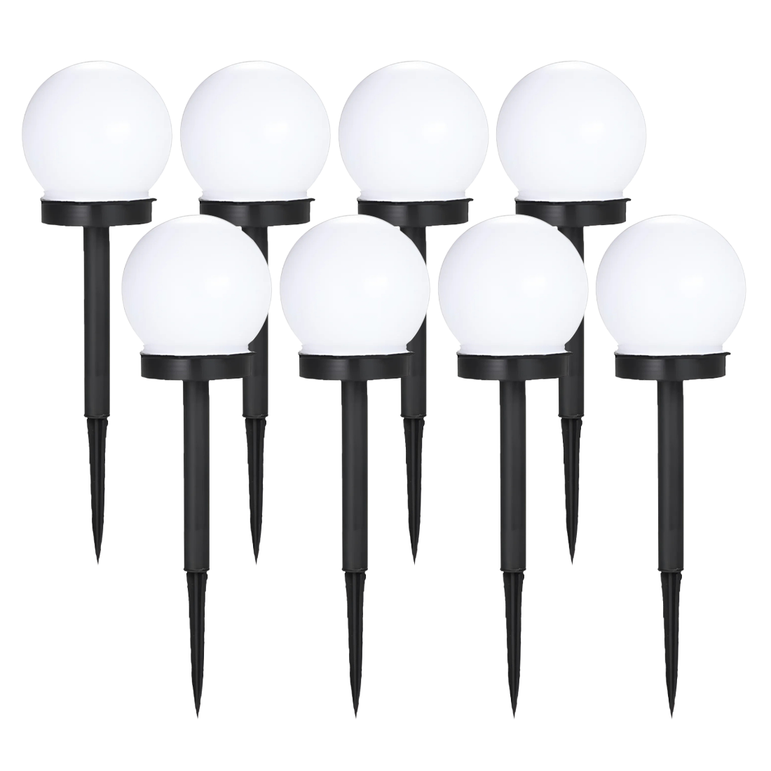 8pz Lampada Sfera Ricarica Solare 10cm Esterno Picchetto Piantabile Giardino