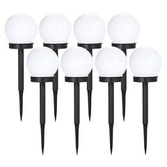 8pz Lampada Sfera Ricarica Solare 10cm Esterno Picchetto Piantabile Giardino