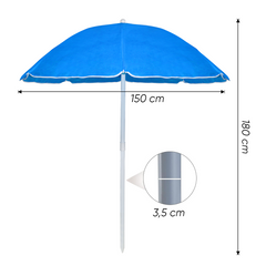 Parasol de plage inclinable antivent avec 8 baleines, mât en aluminium de 180 cm