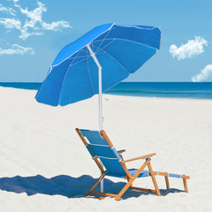 Parasol de plage inclinable antivent avec 8 baleines, mât en aluminium de 180 cm