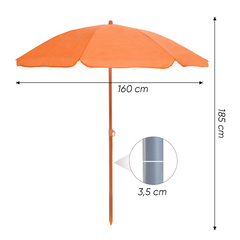 Parasol de Plage TNT Palinuro H185cm Inclinable 8 Bâtons Poteau en Aluminium