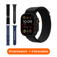 Smartwatch Ultra 49mm 4 Bracelets d'appels et d'applications iOS et Android 4en1