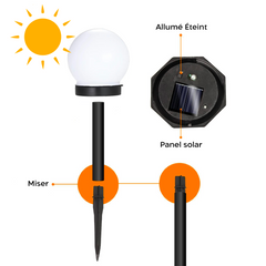 Lampe Sphérique Rechargeable Énergie Solaire 10cm Extérieurs Piquet pour Jardin