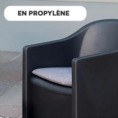 Set Giardino LUNA Salon Jardin Extérieur 2 Fauteuils Table Basse Outdoor Coussin