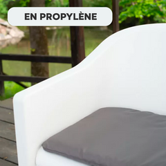 Set Giardino LUNA Salon Jardin Extérieur 2 Fauteuils Table Basse Outdoor Coussin