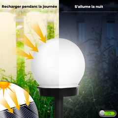 8pz Lampada Sfera Ricarica Solare 10cm Esterno Picchetto Piantabile Giardino