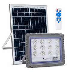 Projecteur Solaire LED 800W Panneau Solaire Crépusculaire 6500K IP66 Télécommand