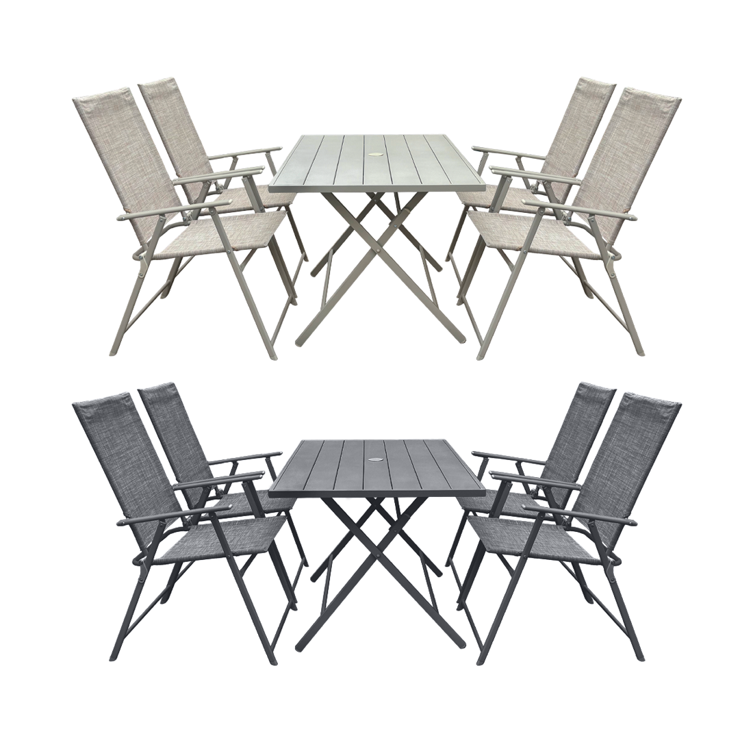 Ensemble Jardin Aluminium Table 4 Chaises en Textilène Pliantes pour Extérieur