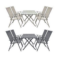 Ensemble Jardin Aluminium Table 4 Chaises en Textilène Pliantes pour Extérieur