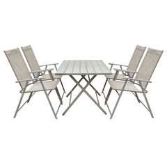 Ensemble Jardin Aluminium Table 4 Chaises en Textilène Pliantes pour Extérieur