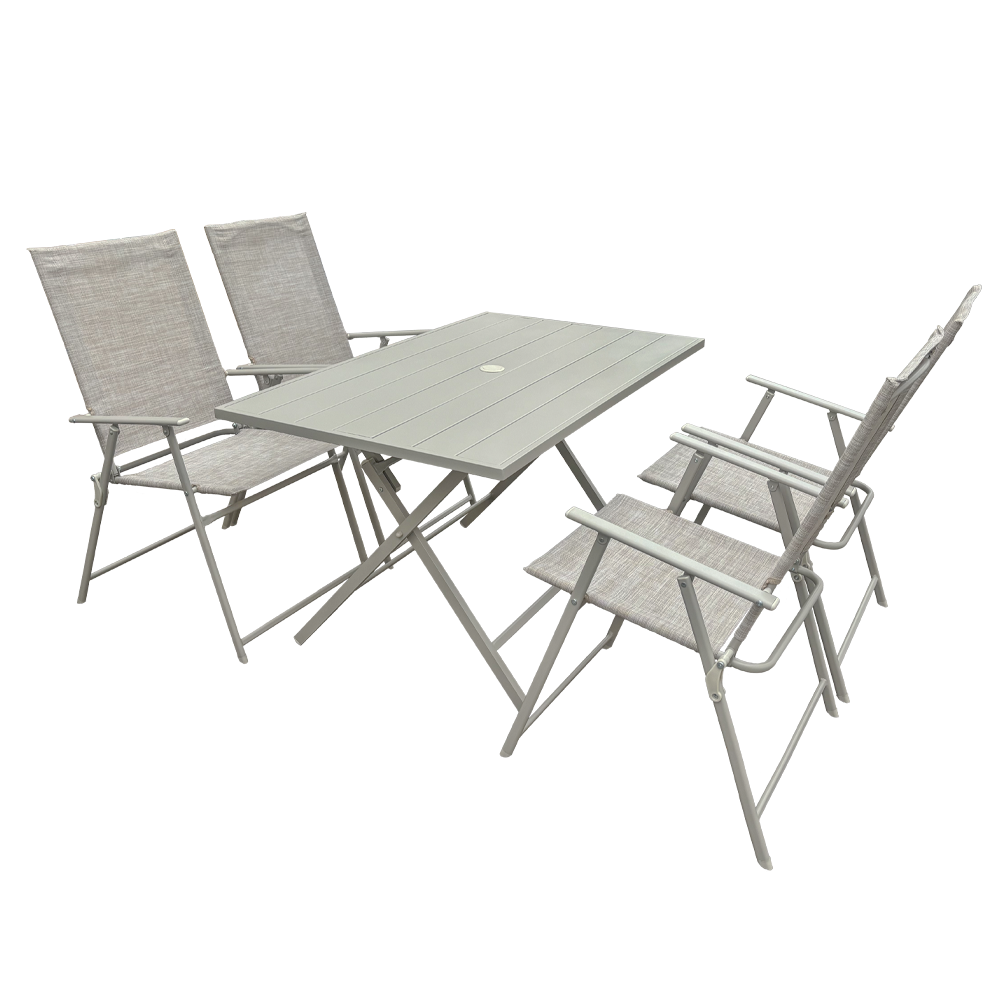 Ensemble Jardin Aluminium Table 4 Chaises en Textilène Pliantes pour Extérieur