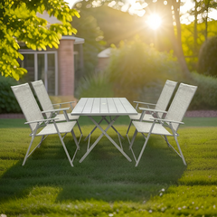 Ensemble Jardin Aluminium Table 4 Chaises en Textilène Pliantes pour Extérieur