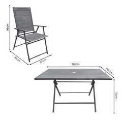 Ensemble Jardin Aluminium Table 4 Chaises en Textilène Pliantes pour Extérieur
