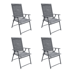 Ensemble Jardin Aluminium Table 4 Chaises en Textilène Pliantes pour Extérieur