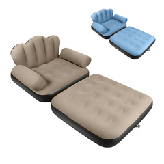 Fauteuil Gonflable avec Repose-pieds et Dossier Canapé en Tissu Velouté