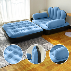 Fauteuil Gonflable avec Repose-pieds et Dossier Canapé en Tissu Velouté
