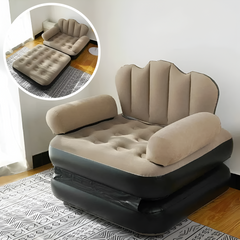 Fauteuil Gonflable avec Repose-pieds et Dossier Canapé en Tissu Velouté