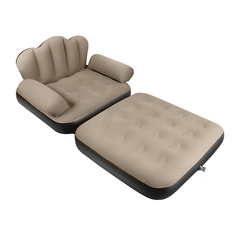 Fauteuil Gonflable avec Repose-pieds et Dossier Canapé en Tissu Velouté