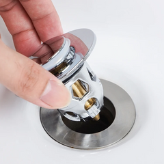 Bouchon lavabo universel système pop-up, filtre anti-blocage ABS 34-40 mm.