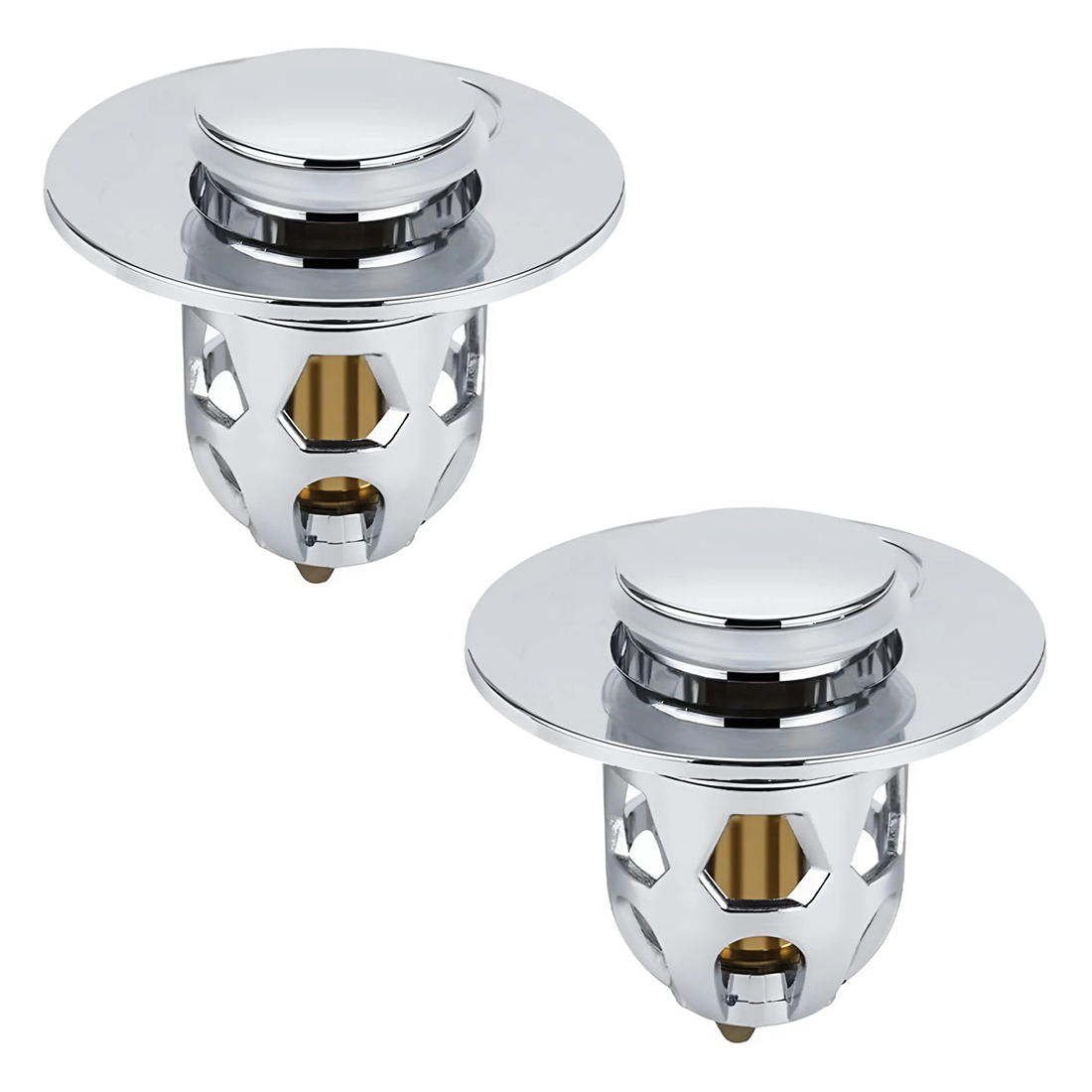 Set 2 Bouchons lavabo universel système pop-up, anti-blocage ABS 34-40 mm.