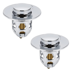 Set 2 Bouchons lavabo universel système pop-up, anti-blocage ABS 34-40 mm.
