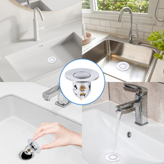 Set 4 Bouchons lavabo universel système pop-up, anti-blocage ABS 34-40 mm.