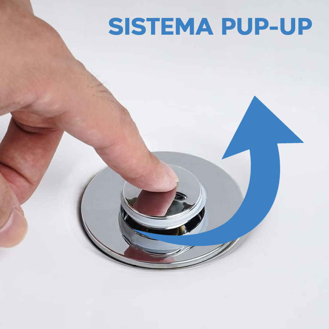 Set 4 Bouchons lavabo universel système pop-up, anti-blocage ABS 34-40 mm.