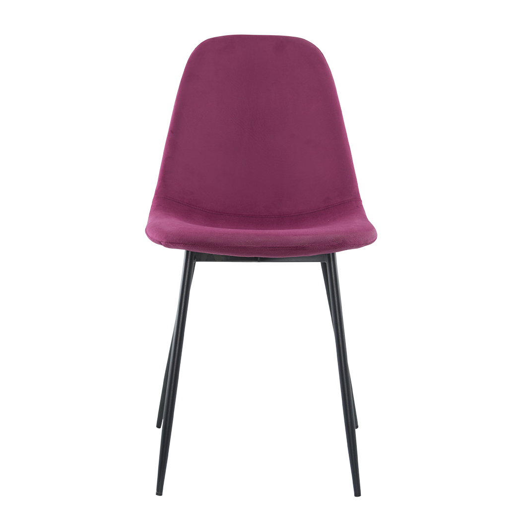 Lot de 4 chaises LOLA au design moderne en velours, structure en métal.