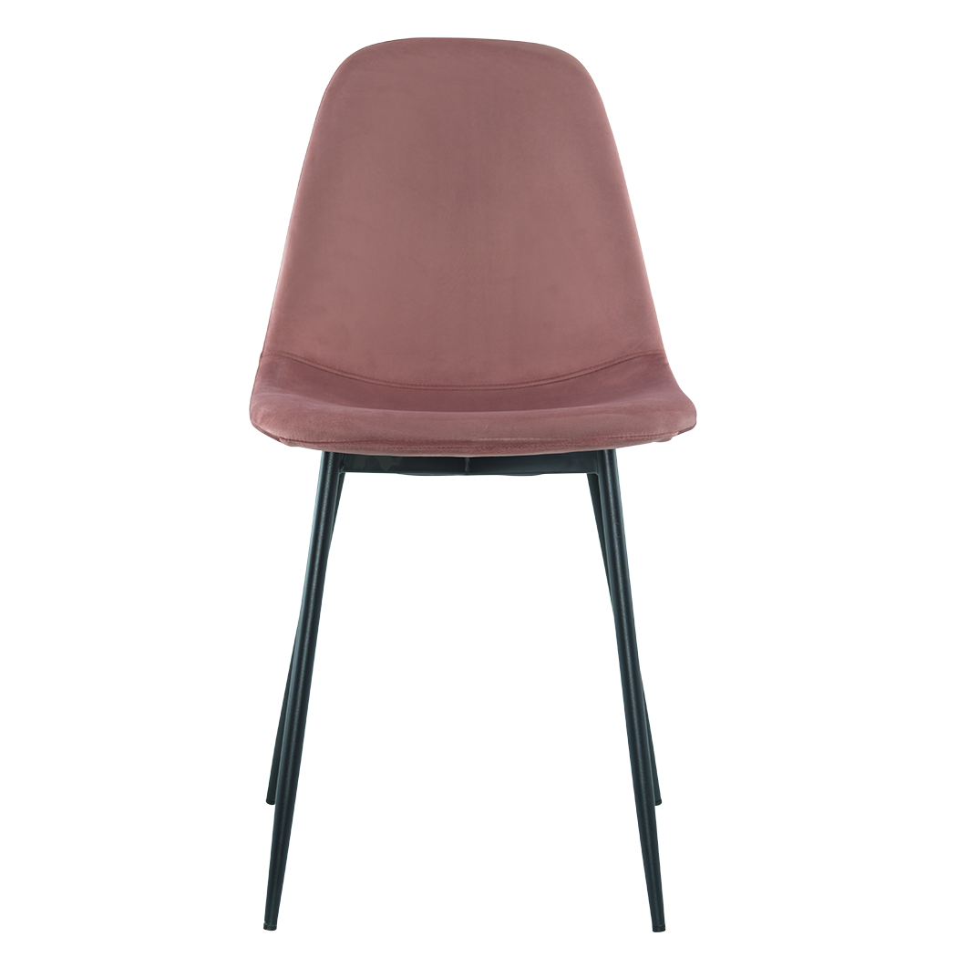 Lot de 4 chaises LOLA au design moderne en velours, structure en métal.
