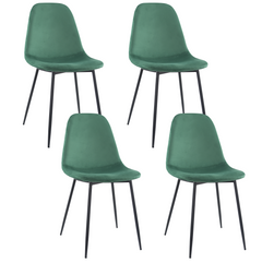 Lot de 4 chaises LOLA au design moderne en velours, structure en métal.