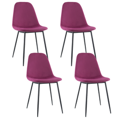 Lot de 4 chaises LOLA au design moderne en velours, structure en métal.