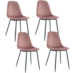 Lot de 4 chaises LOLA au design moderne en velours, structure en métal.