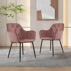 Ensemble de 2 fauteuils en velours QUEEN rétro, avec dossier rembourré.
