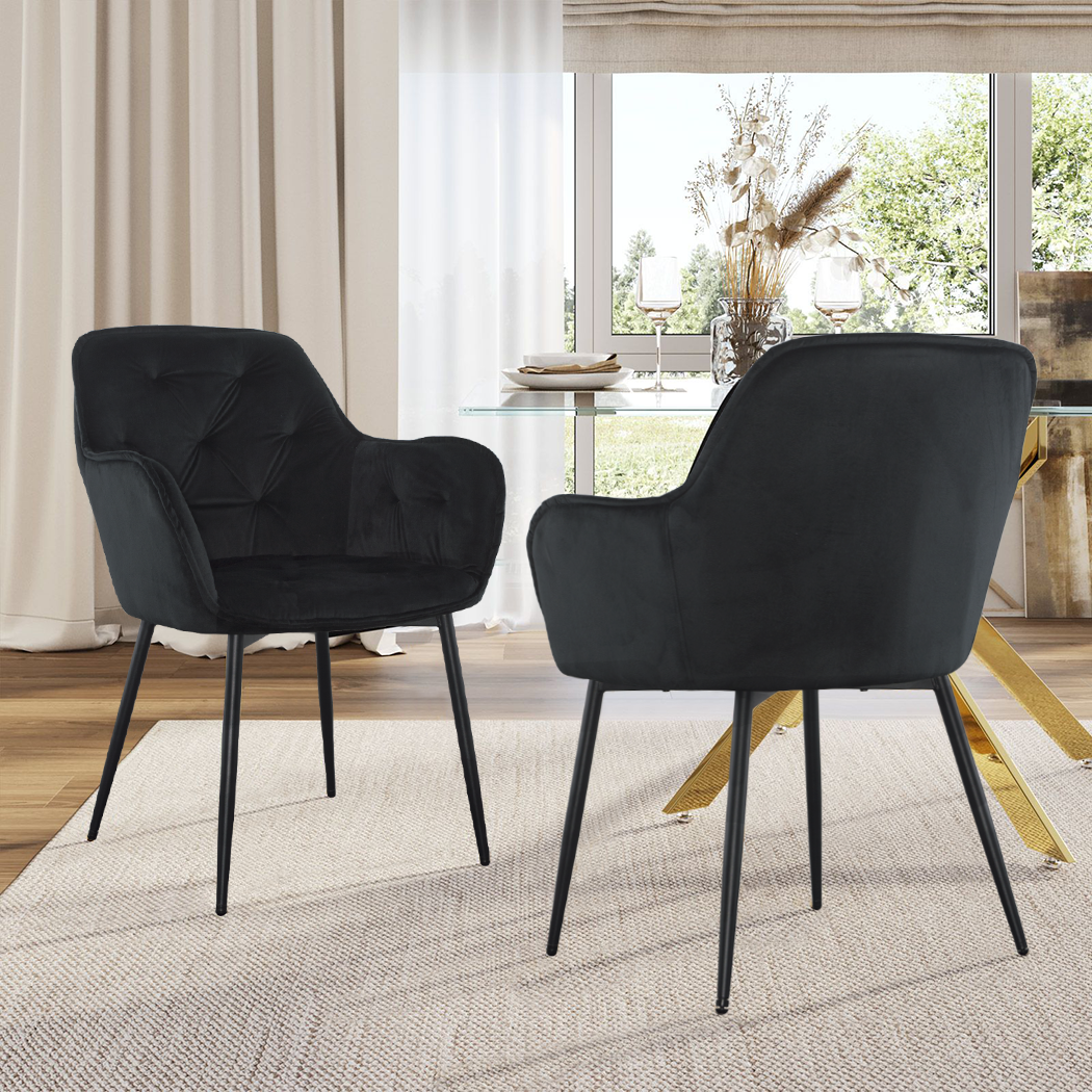 Ensemble de 2 fauteuils en velours QUEEN rétro, avec dossier rembourré.