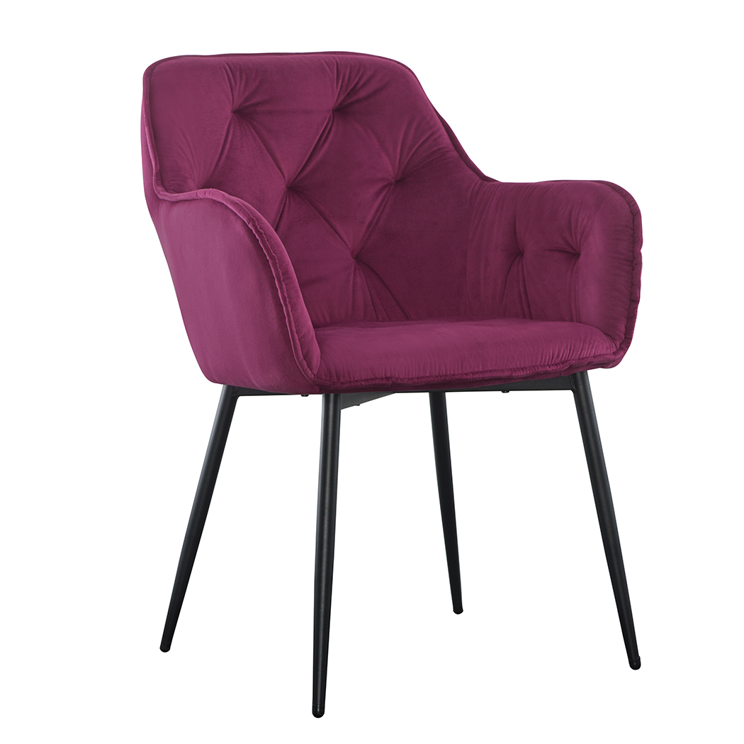 Ensemble de 2 fauteuils en velours QUEEN rétro, avec dossier rembourré.