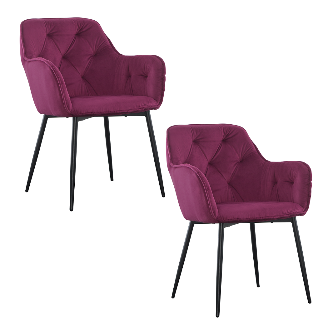 Ensemble de 2 fauteuils en velours QUEEN rétro, avec dossier rembourré.