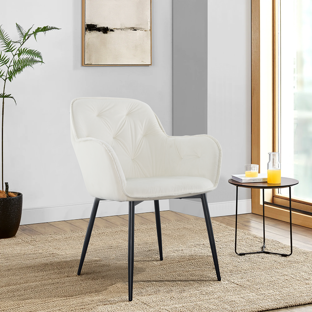 Ensemble de 2 fauteuils en velours QUEEN rétro, avec dossier rembourré.