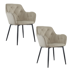Ensemble de 2 fauteuils en velours QUEEN rétro, avec dossier rembourré.