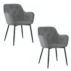 Ensemble de 2 fauteuils en velours QUEEN rétro, avec dossier rembourré.