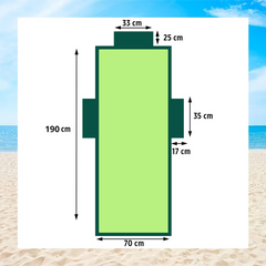 Serviette de Plage avec Poches et Coussin Gonflable en Microfibre
