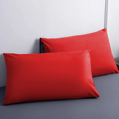 Ensemble de 2 Taies d'Oreiller en Coton Uni pour Lit Double 50x80cm