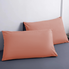 Ensemble de 2 Taies d'Oreiller en Coton Uni pour Lit Double 50x80cm