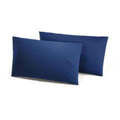 Ensemble de 2 Taies d'Oreiller en Coton Uni pour Lit Double 50x80cm