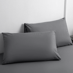 Ensemble de 2 Taies d'Oreiller en Coton Uni pour Lit Double 50x80cm