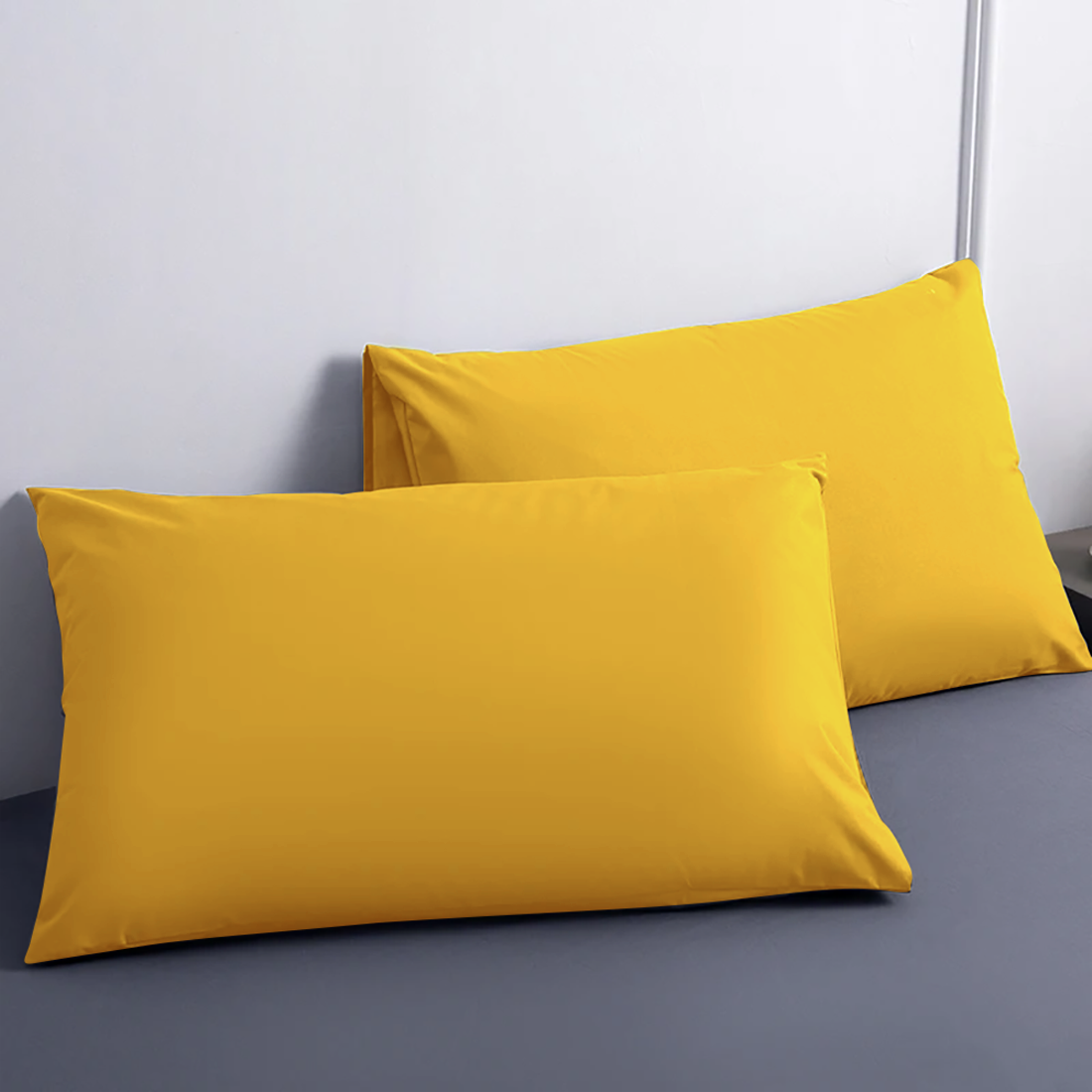 Ensemble de 2 Taies d'Oreiller en Coton Uni pour Lit Double 50x80cm