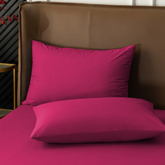 Ensemble de 2 Taies d'Oreiller en Coton Uni pour Lit Double 50x80cm