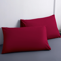 Ensemble de 2 Taies d'Oreiller en Coton Uni pour Lit Double 50x80cm