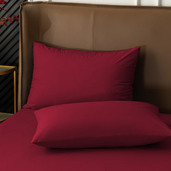 Ensemble de 2 Taies d'Oreiller en Coton Uni pour Lit Double 50x80cm