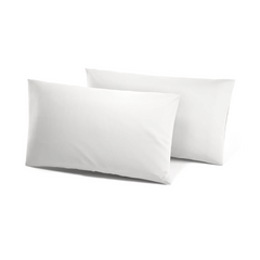 Ensemble de 2 Taies d'Oreiller en Coton Uni pour Lit Double 50x80cm