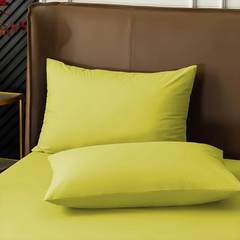 Ensemble de 2 Taies d'Oreiller en Coton Uni pour Lit Double 50x80cm